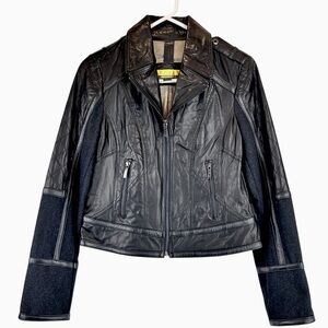 VTG Genuine Leather and Wool Jacket Ashley B Bernardo from Nordstrom Black Y2K S
